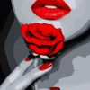 Rose Red Lip paint by number
