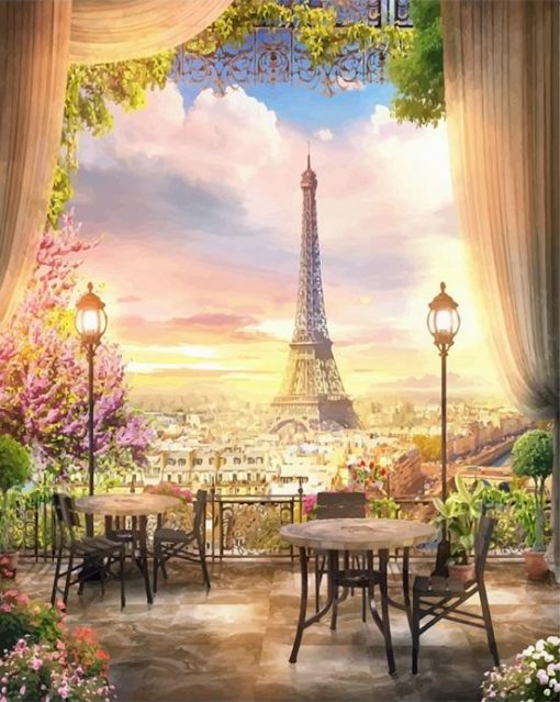 Eiffel Tower Backdrop paint by numbers