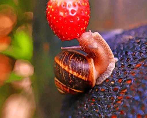 Snail Eating Strawberry paint by numbers