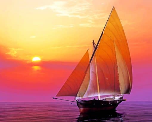 Sunset Boat Paint By Numbers