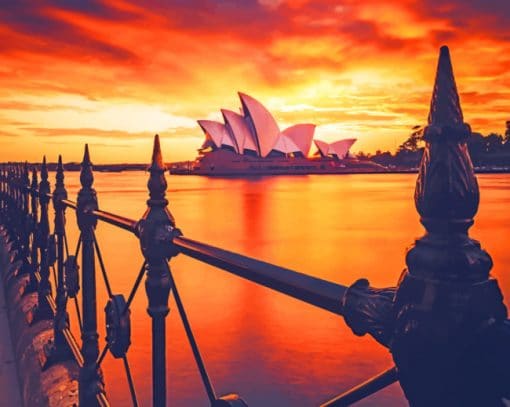 Sunset Over Opera House Paint By Numbers