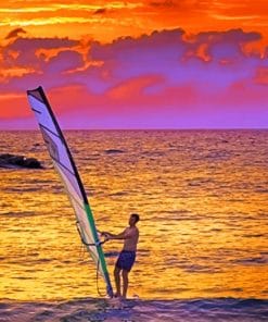 Sunset Windsurfing Paint By Numbers