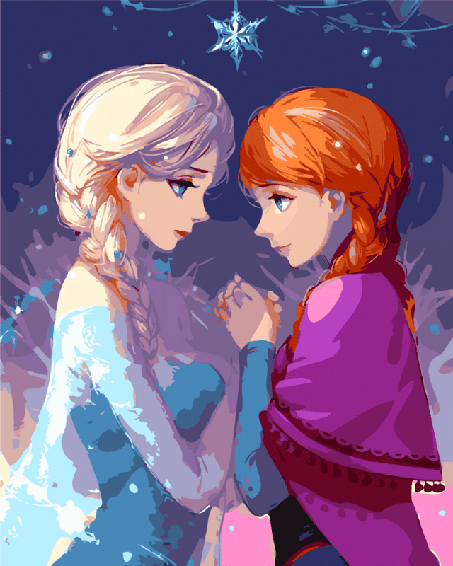 Anna And Elsa - Cartoon and Animation Paint By Numbers - Num Paint Kit