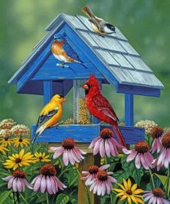 Birds In Tiny Wooden House paint by numbers