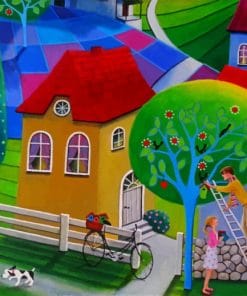 Couple And Colorful Buildings paint by numbers
