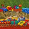 Cats Laying Near Christmas Gifts paint by numbers