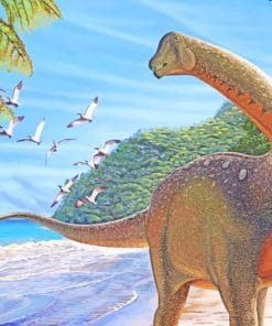 Dinosaur In The Beach paint by numbers