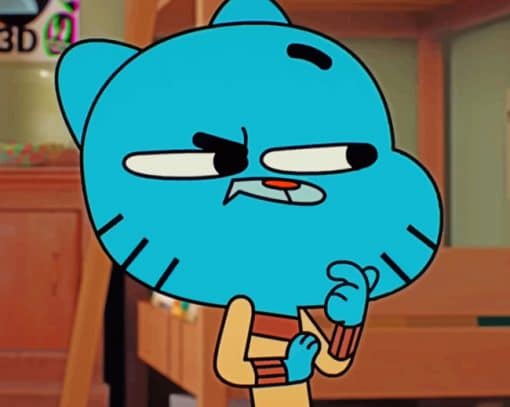 Gumball Thinking In His Room paint by numbers