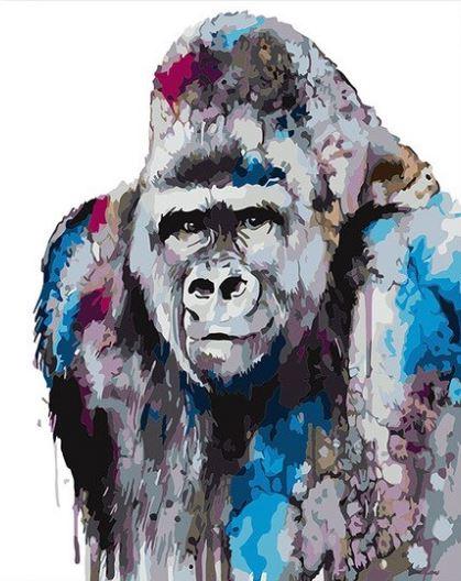 Gorilla Paint By Numbers DIY Kit Jungle Painting By Number Art Animal Paint By Numbers Canvas Painting By Numbers Leaves Painting Kit Hobby Art