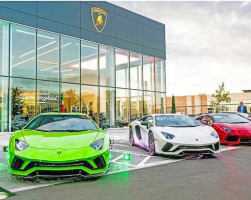 A Row Of Lamborghini Cars paint by numbers