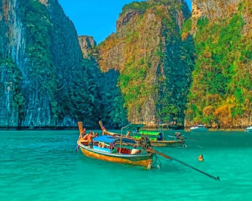 Boat Sailing In Phi Phi Islands paint by numbers