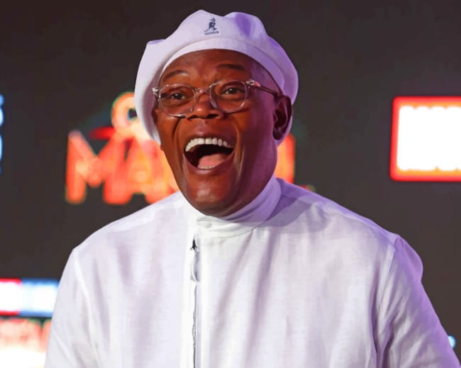 Samuel Jackson Laughing Closeup paint by numbers
