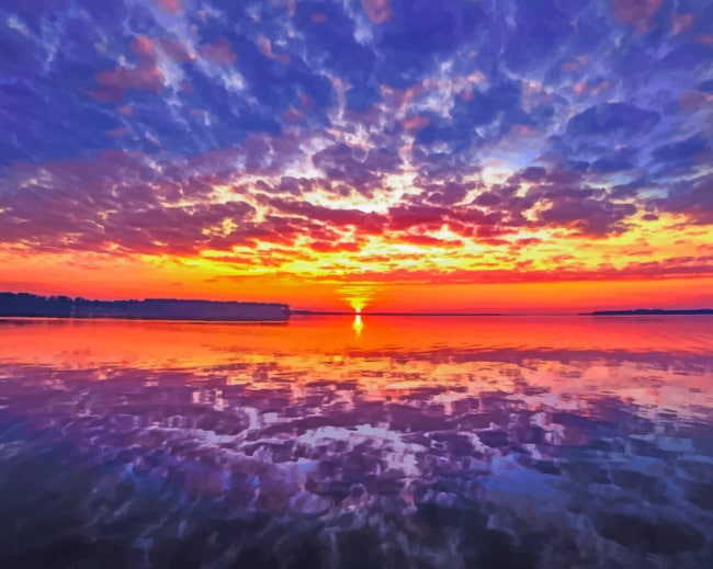Cloudy Sunset Reflection paint by unmbers