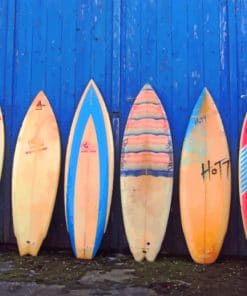 Surf Boards On A Blue Wall paint by numbers