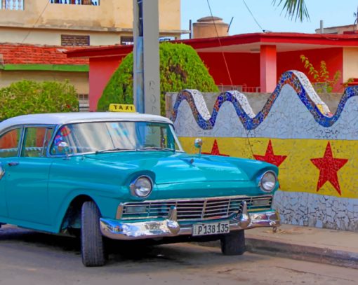 Blue Taxi In Havana Cuba paint by numbers