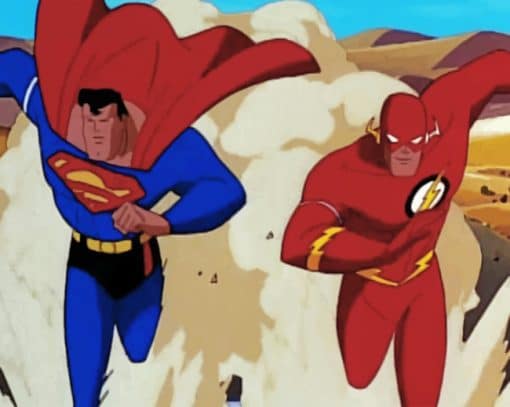The Flash And Superman Running paint by numbers