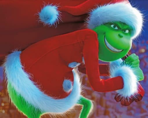 The Grinch Dressing As Santa paint by numbers
