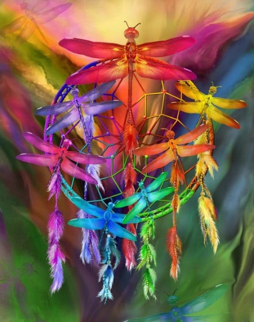 Colorful Dragonfly paint by numbers