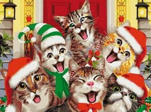 Six Christmas Cats Paint by numbers