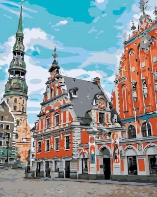 House of the Blackheads in Riga paint by numbers