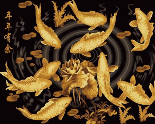 Golden Koi Fishes paint by numbers