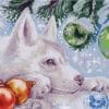 Husky Dog and Christmas Baubles