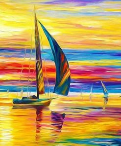 Colorful Sailing Boat paint by numbers