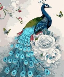 Sky Blue Peacock paint by numbers