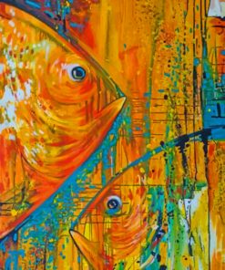 Abstract Fishes paint by numbers