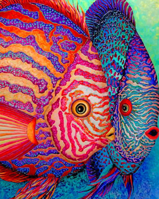 Aesthetic Colorful Fishes Paint by numbers