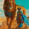 African Woman And Lion paint by numbers