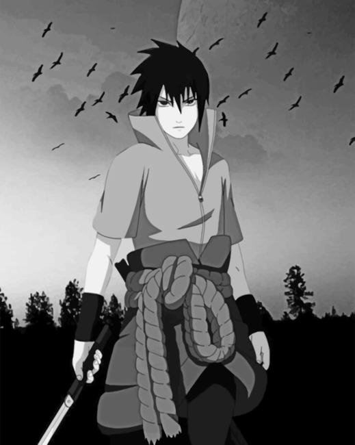 Black And White Itachi - Paint By Numbers - NumPaint - Paint by numbers