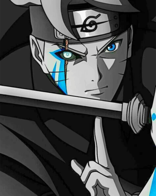 Black And White Naruto Paint by numbers