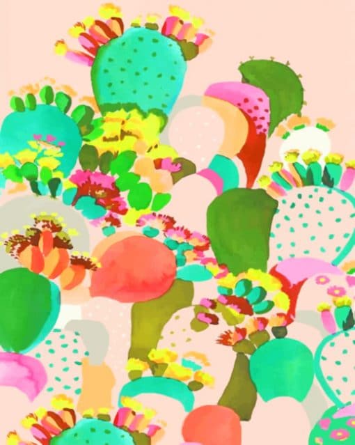 Colorful Cactus Illustration - Paint By Number - NumPaint - Paint by ...