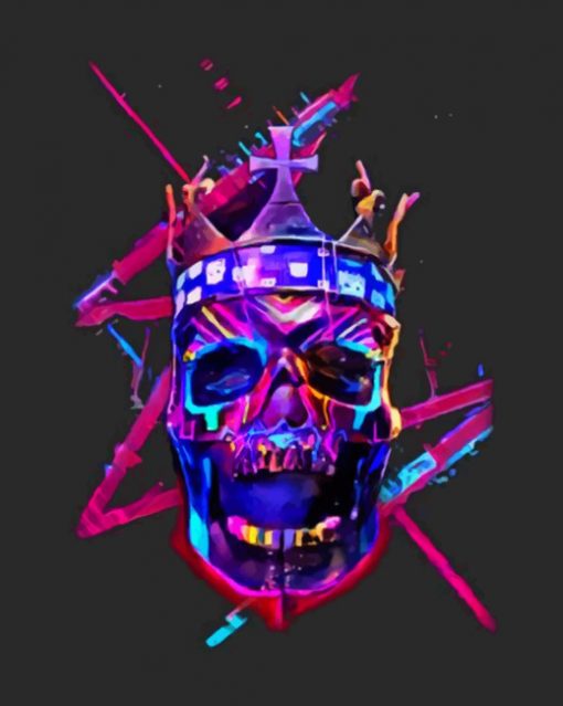 Colorful King Skull paint by numbers