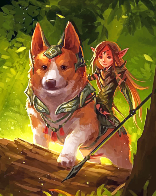 Fighter Corgi And Brave Fairy Paint by number