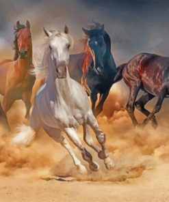 Running Horses Paint by numbers