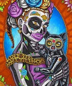 Skull Woman And Cat paint by numbers