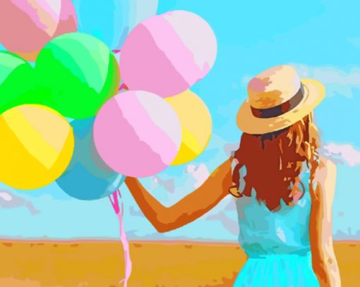 Woman Holding Balloons paint by numbers