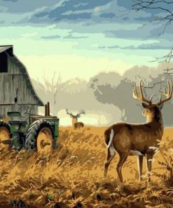 Deer On Farm Paint by numbers