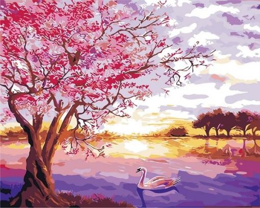 Cherry Blossom By The Water Paint by numbers