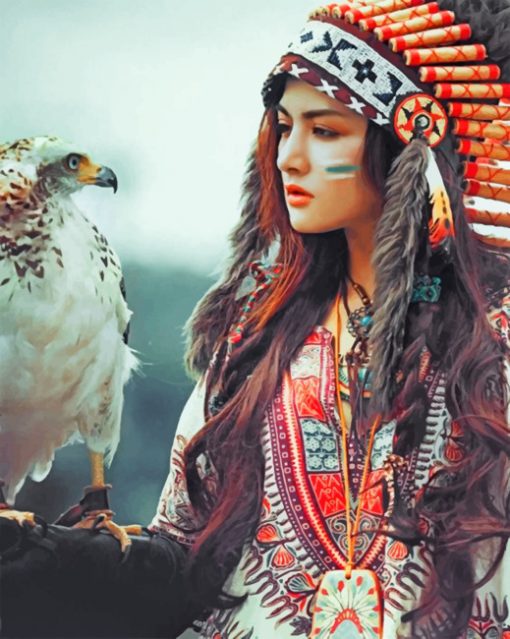 Aesthetic American Native woman paint by numbers