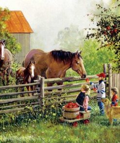 Horses On Farm Paint by numbers