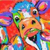 Colorful Cow Eating A Flower Paint by numbers