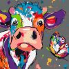 Colorful Cow With Butterfly paint by numbers