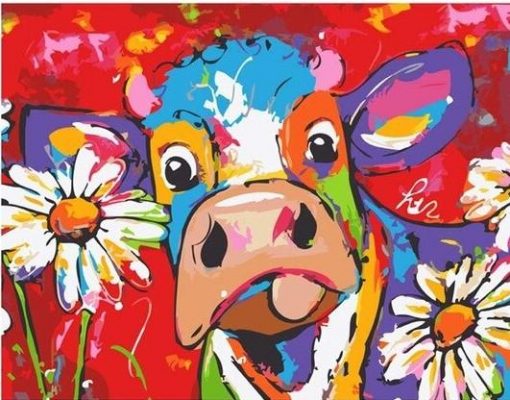 Cows And Flowers Paint by numbers
