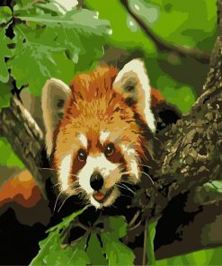 Little Red Panda On A Branch Paint by numbers
