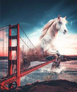Horse Jumps Overs The Golden Gate Bridge Paint by number