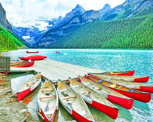 Lake Louise Boats Paint by numbers