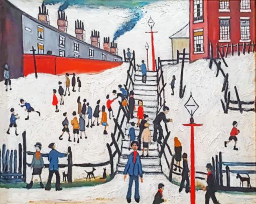 Lowry The Steps Cropped Paint by numbers